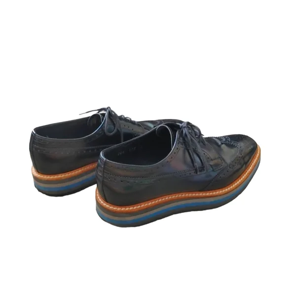 Prada Black Classic Leather Lace Up Laced Formal Shoes Derby - Picture 10 of 16